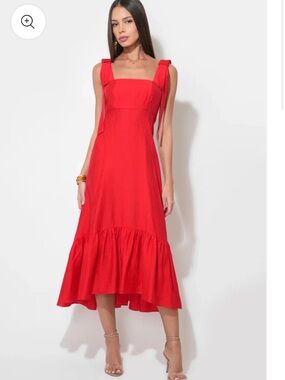ADELYN RAE INGRID BOW STRAP MIDI DRESS